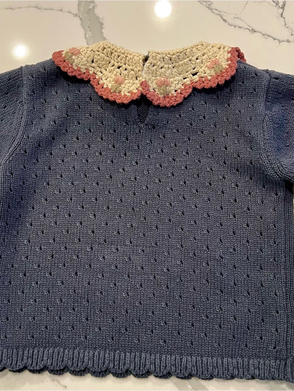 ZARA KIDS MATCHING SET- Dark Blue Knit Crocheted Top/Bottom❤️ - Picture 7 of 16